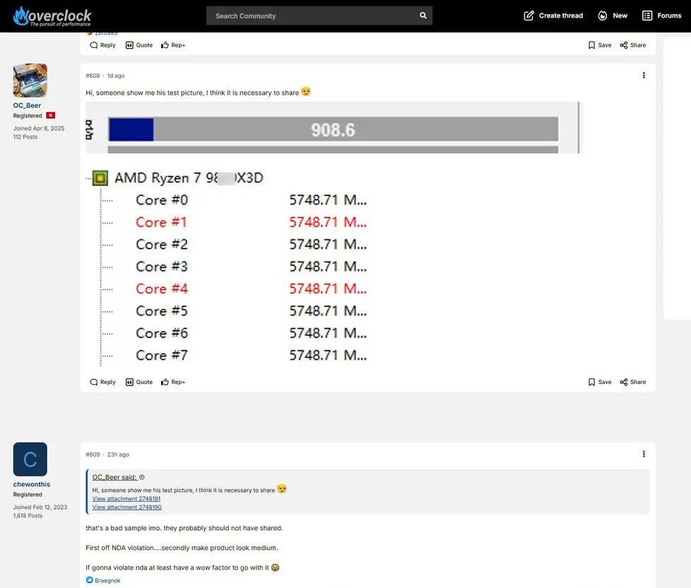 AMD Ryzen 7 9850X3D: ¿Podría superar los 5.7 GHz y acercarse a los 7 GHz en overclock?
